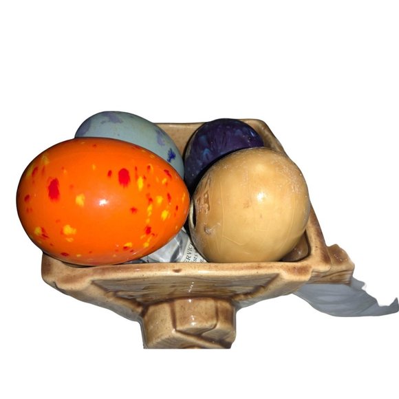 Vintage Ceramic Easter Bunny Pulling Cart  of Eggs - Picture 3 of 12